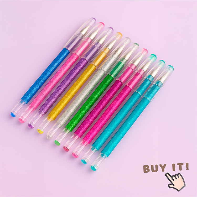 Gel pens set — glitter & metallic